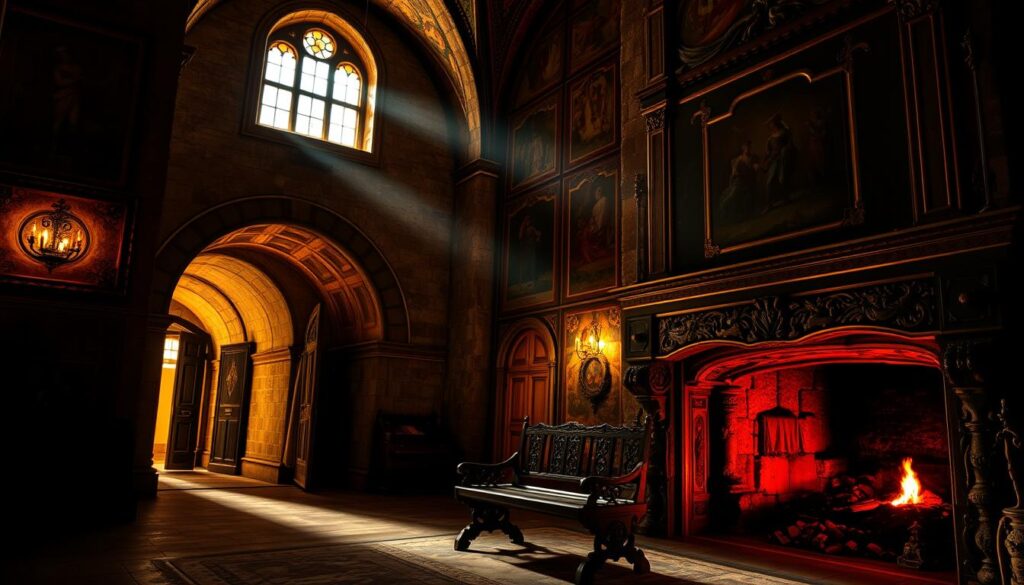 Italian castle frescoes and secret passages