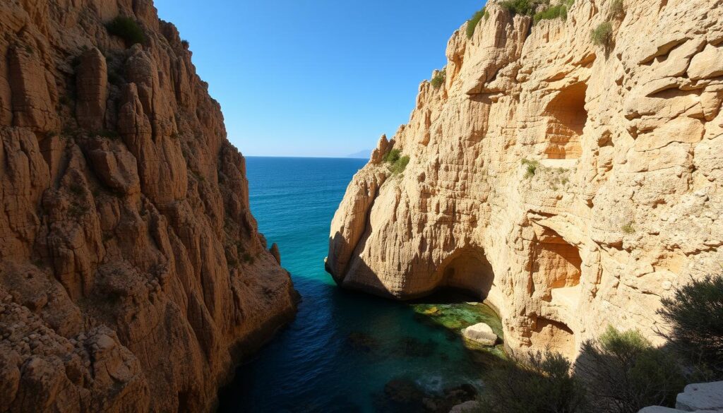 Mediterranean cliffs rocks natural grottos